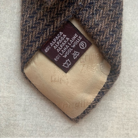ZEGNA Alpaca-Wool Blend Vintage Herringbone Tie (C) - Picture 2 of 5